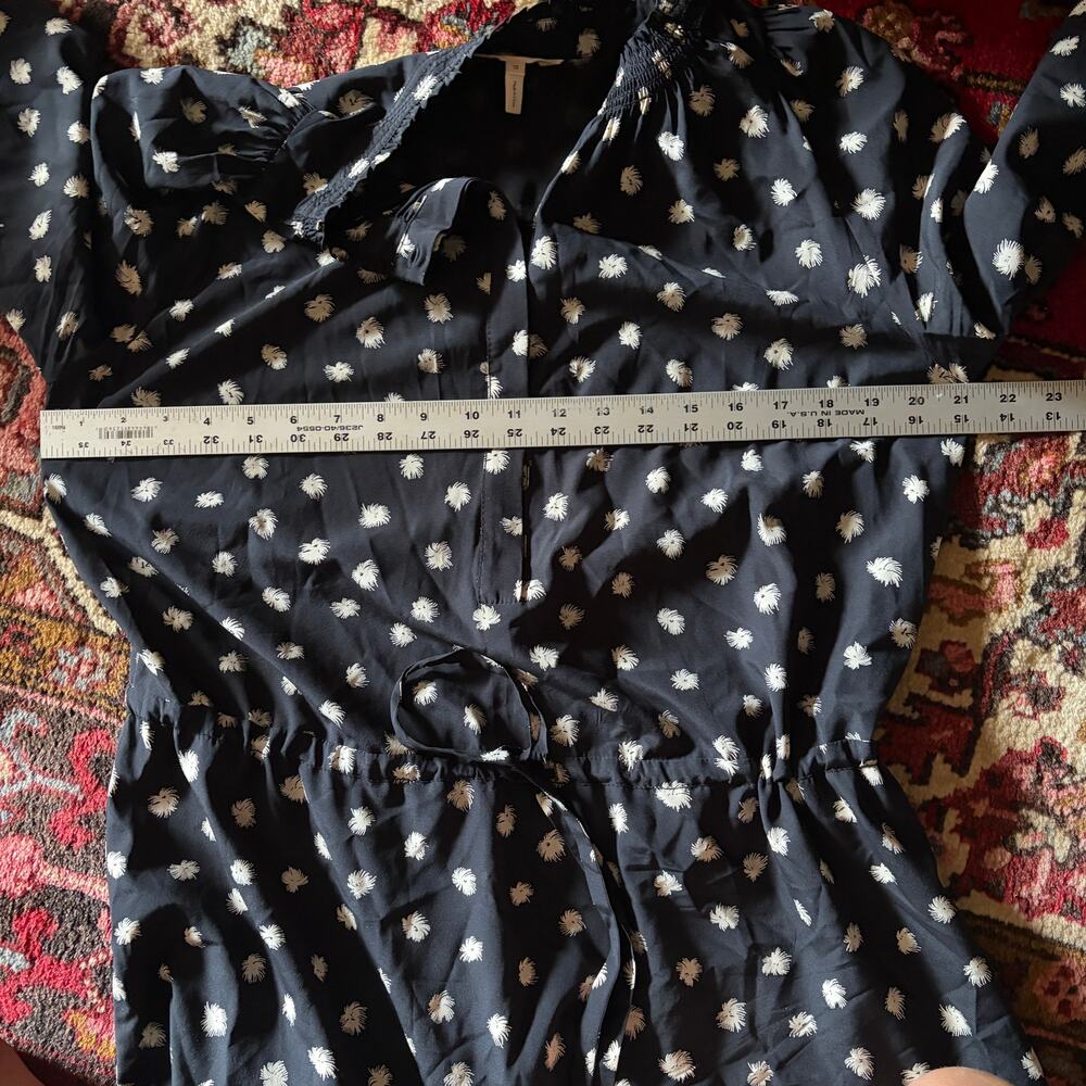 Rebecca Taylor Dandelion-Print Silk Shirtdress Black Size 12 - Picture 7 of 9